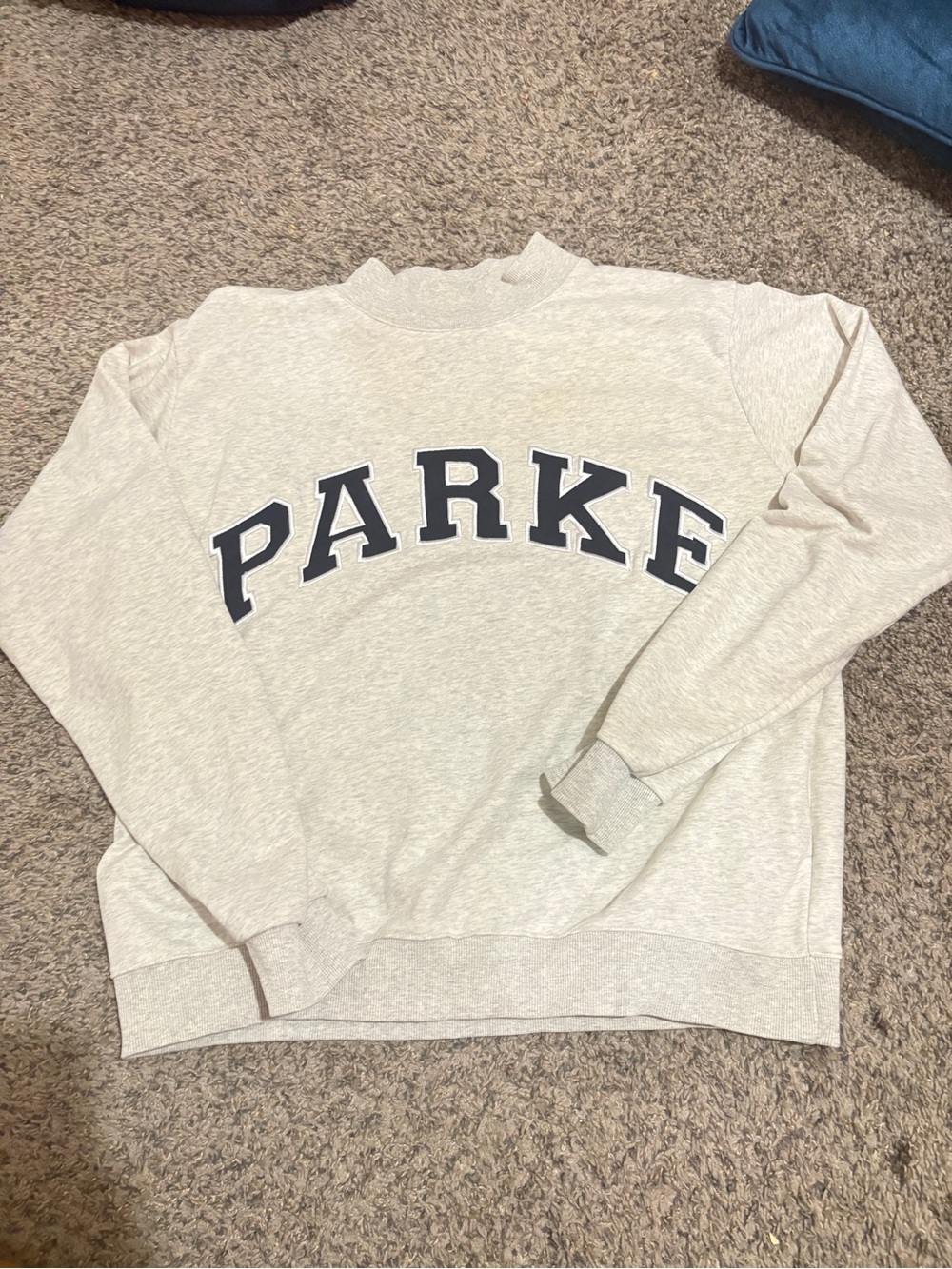 Parke Heather Gray And Navy Mockneck